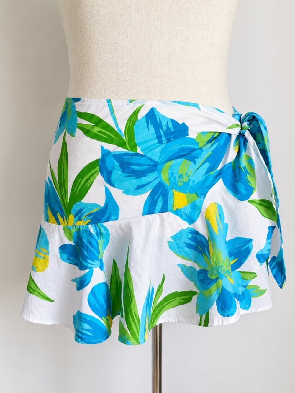 Ralph Lauren NEW Floral Mini Ruffled Cotton Wrap Pareo Sarong Cover-up SZ Large